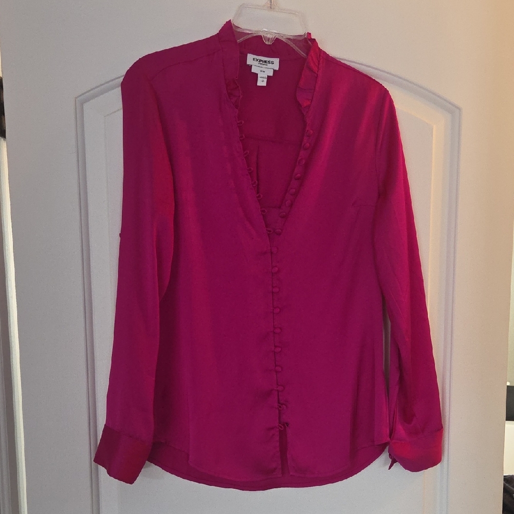 Express Women's Fuchsia Button-Down Blouse